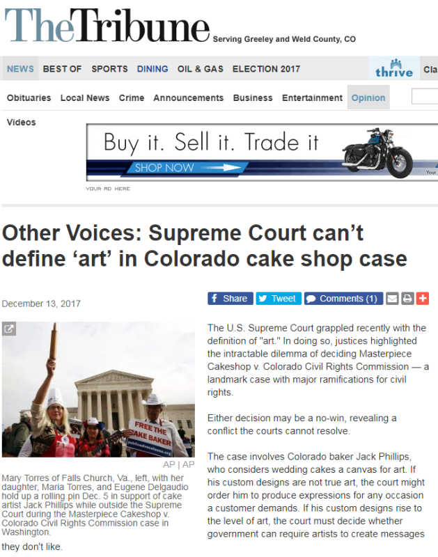The Tribune and Free the Cake Baker Squad's famous Rolling Pin Public Advocate fighting in front of the Supreme Court for Jack Philips case!