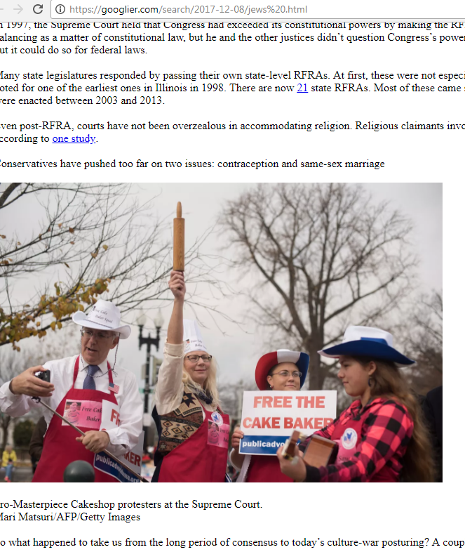 Googlier News had the Free the Cake Baker Squad's famous Rolling Pin Public Advocate picture fighting in front of the Supreme Court for Jack Philips case!