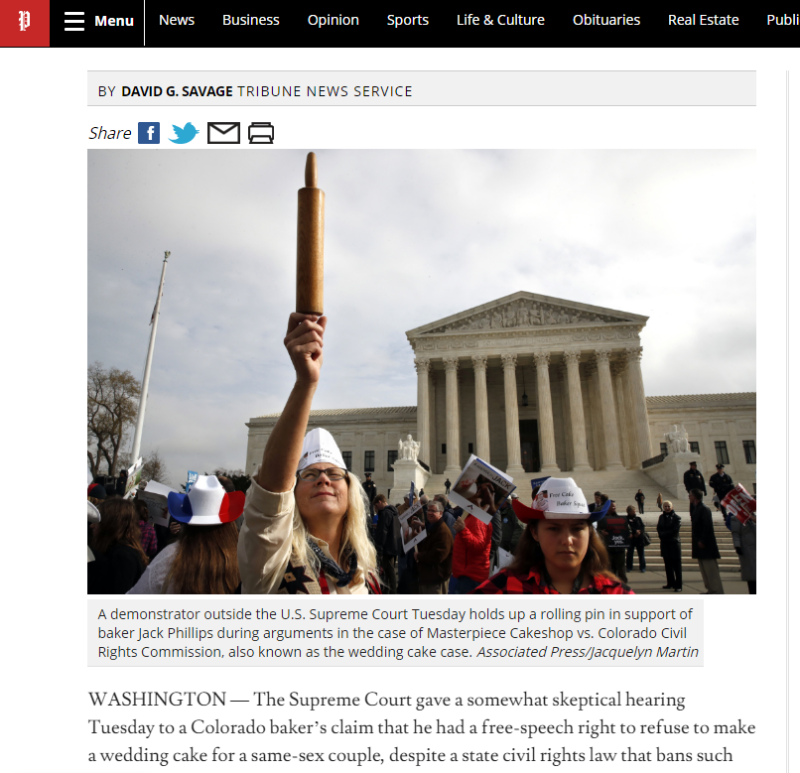 Portland Press and Free the Cake Baker Squad's famous Rolling Pin Public Advocate fighting in front of the Supreme Court for Jack Philips case!