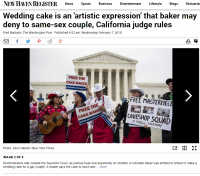 New Haven News reports at Supreme Court, photo of the famous Free the Cake Baker Squad from Public Advocate of the US fighting in front of the Supreme Court for Jack Philips case!