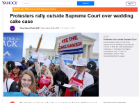 Yahoo News and Free the Cake Baker Squad's famous Rolling Pin Public Advocate fighting in front of the Supreme Court for Jack Philips case!